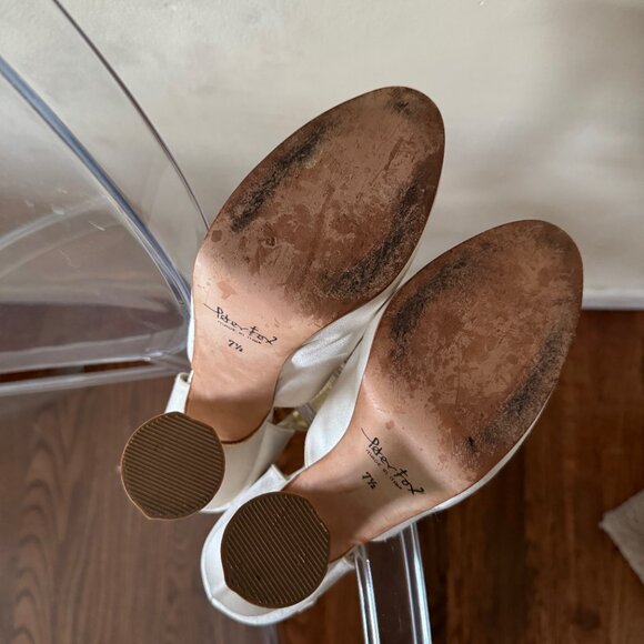 Vintage Peter Fox Letizia, Platform Pumps, White Italian Silk, Size 7.5 - Picture 10 of 16